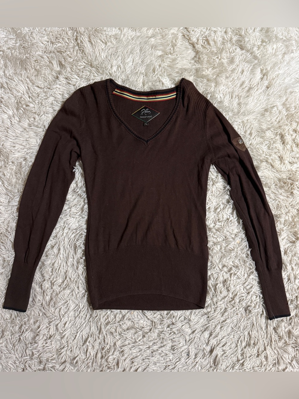 Women’s Large Brown Pessoa By Horseware Long Sleeve Horseback Riding Sweater